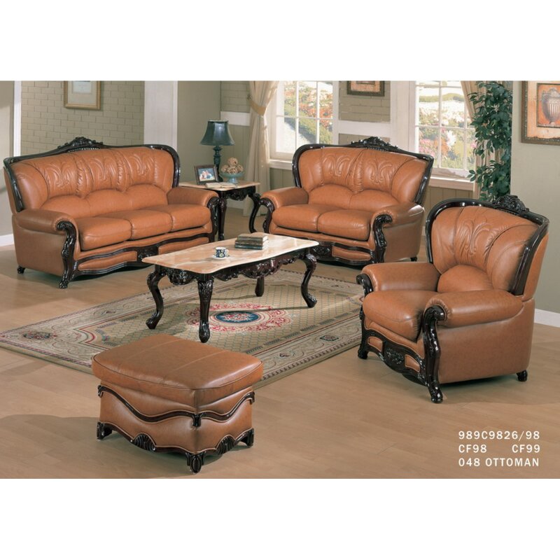 Astoria Grand Adelyn Leather 3 Piece Living Room Set Wayfair